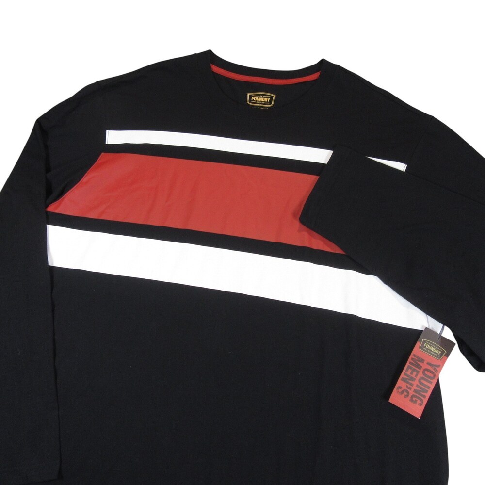 New Foundry Supply Co Mens‎ T Shirt 3XL Black Red White Striped Cotton Polyester